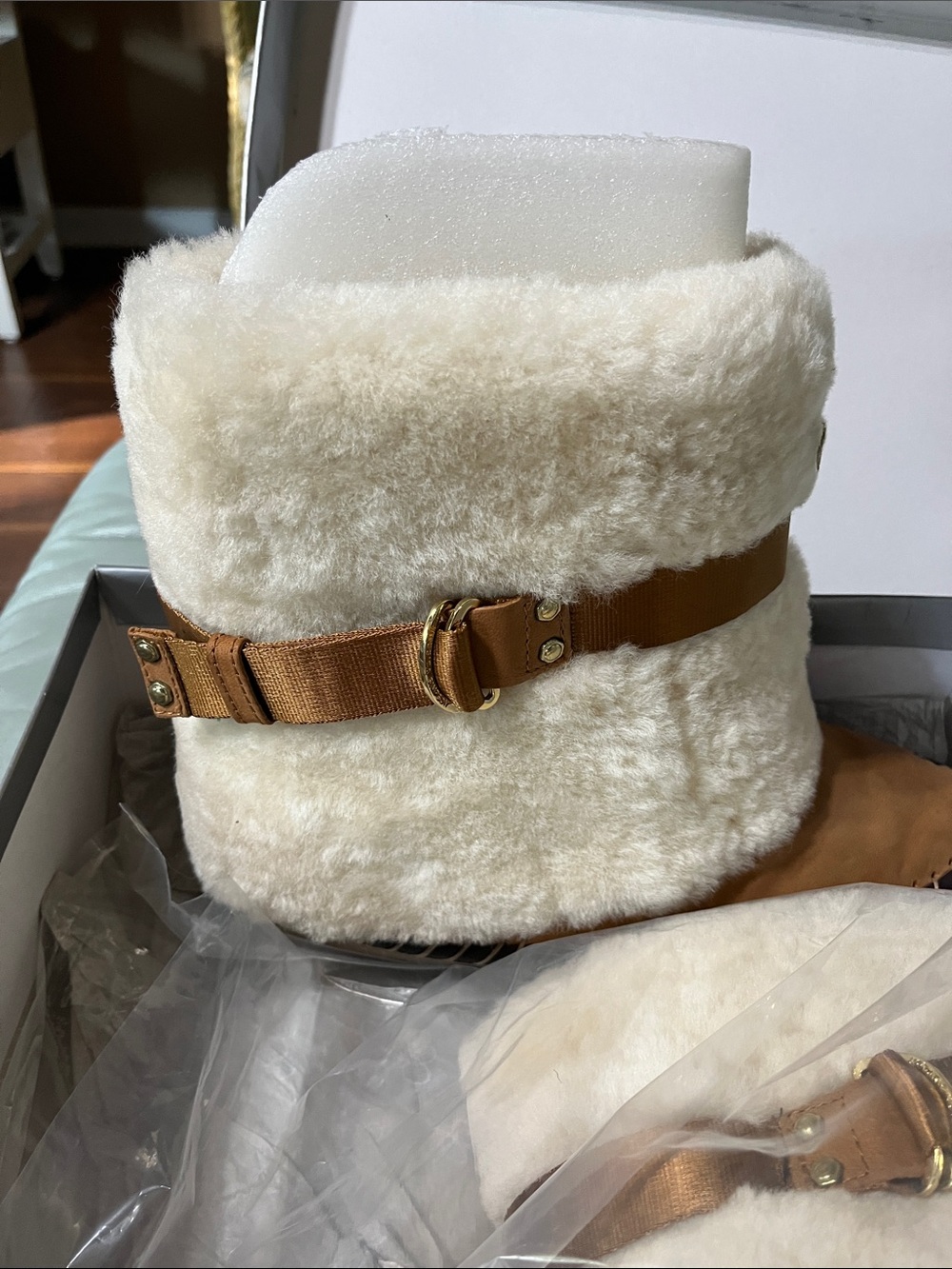 Cozy Shearling Boots in Cream and Tan - Picture 2 of 12